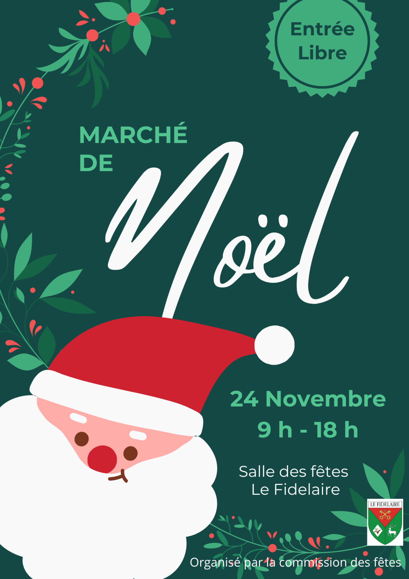 Vert et rouge illustration marche de noel affiche 1